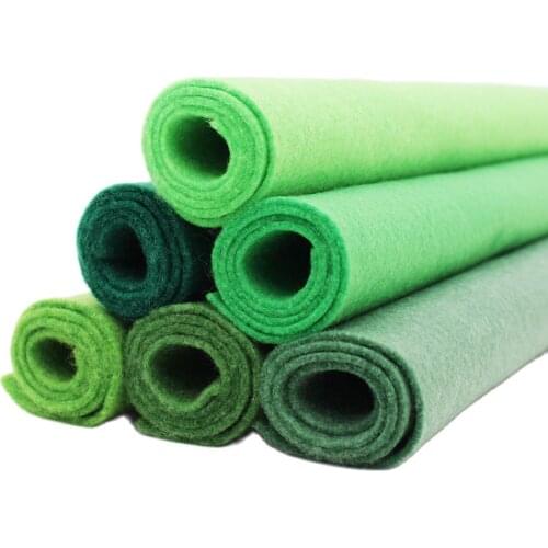 CMCYILING 25cmx28cm 6Pcs/Lot Patchwork Soft Felt Fabric For Needlework DIY Sewing Dolls Crafts Green Series Polyester Cloth