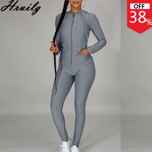 Womens 2 Piece Outfit Set Solid Color Zipper Design Hooded Sweatshirt Long Pants Tracksuit Women 2 Piece Set Fashion 2 Pc Set
