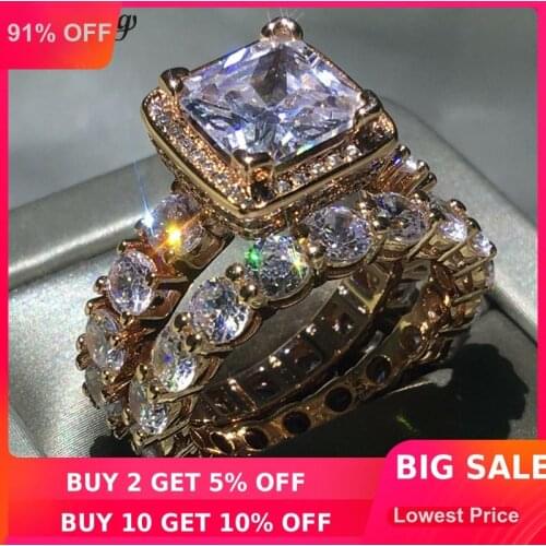 Choucong 2018 Vintage ring 5A zircon Cz Rose Gold Filled 925 silver Engagement Wedding Band Rings set For Women Bridal bijoux