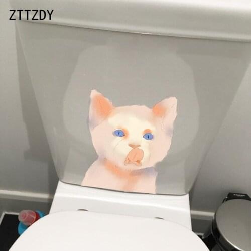 ZTTZDY 19.8*22.6CM Cute Cat Toilet Decal Wall Sticker Living Room Home Decor Style T3-0221