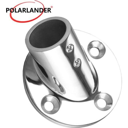 1 Pc Stainless Steel Railing 45 Degree Round Bottom Socket 1" /25mm Pipe Round Base Hardware for Boat Marine Yacht
