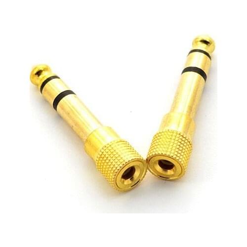 10pcs gold 6.5mm 1/4" Male to 3.5mm Female Audio Adapter 6.35 mm jack Stereo Converter Adapter Cable for Microphone