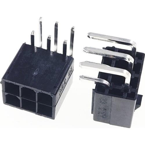 100pcs 4.2 mm 6 Pin Header Male Pin 0.165" Computer Graphics card GPU PCI-E PCIe Power connector Right Angle Through Hole PCB