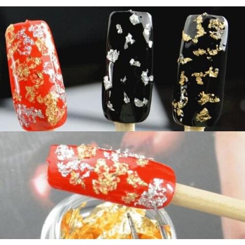 12 Pcs/Set DIY Nail Art Sticker Paillette Image Transfer Decal Acrylic Gel Polish Tips Gold Silver Color Flake Chip Foil SANA889