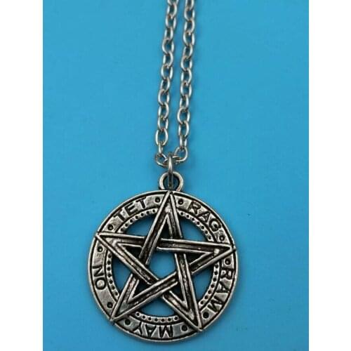 45cm Chain Fashion Jewelry Vintage "Pentagram Pendants Pentacle Wiccan Pagan"Charms Pendant Statement Necklace Gift z25