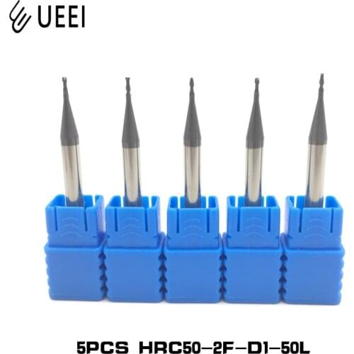 5pcs End Mill HRC50 D1-D6 D1.5 D2.5 50L 2Flute Extra Long Solid Carbide Aluminum Cutter CNC Lathe Milling Cutter Tools