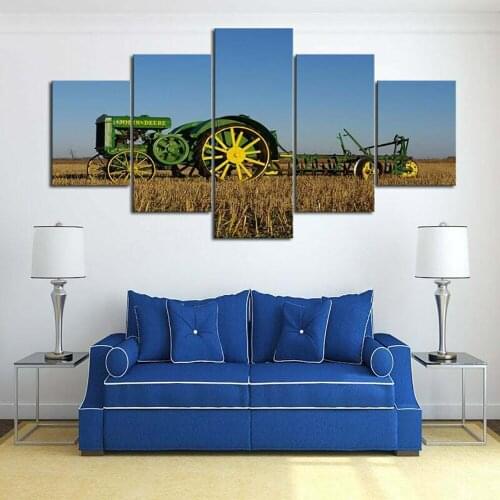 5 Pieces Wall Art Canvas Painting Farm Tractor Field Poster Modern Home Decoration Living Room Framework Pictures