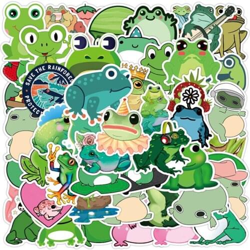 50pcs Interesting Frog Graffiti Stickers For Skateboard Helmet Gift Box Bicycle Car Anime Cute Frog Waterproof Decals Toy