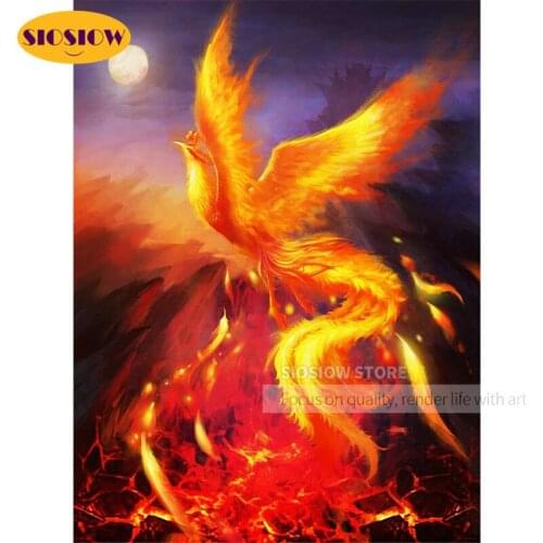 5D DIY Diamond Painting Gold Phoenix Full Square Drill 3D Daimond Chinese Cross-Stitch Kit Patterns Mosaic Embroidery Decor Home