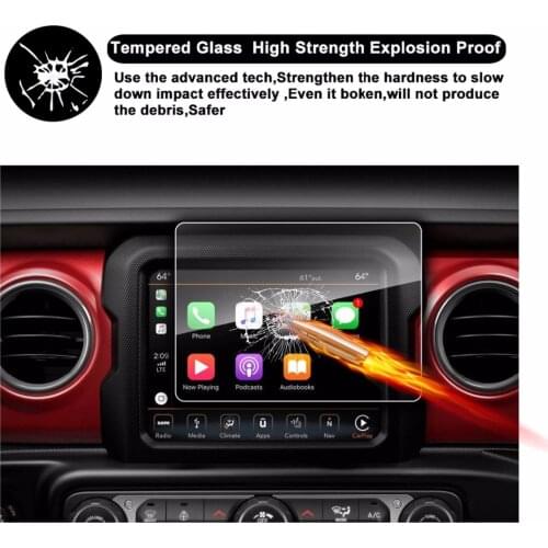 RUIYA Car Screen Protector For Wrangler JL Uconnect 8.4Inch 2018 GPS Navigation Display Auto Interior Stickers Accessories