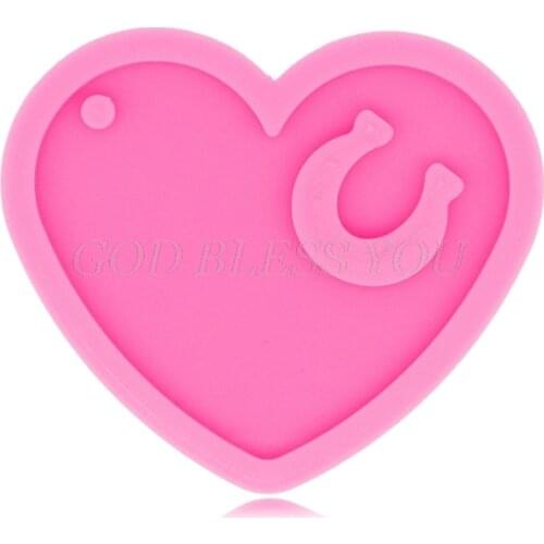 Keychain Epoxy Resin Mold Shiny Glossy Heart Horseshoe Keyring Silicone Mould Drop Shipping