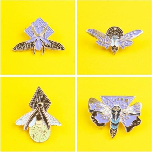 Beautiful Butterfly Moth Pins Moon starry sky reverie Brooch Bag Clothes Lapel Pin Gothic Badge Jewelry Gift for Kids Friend