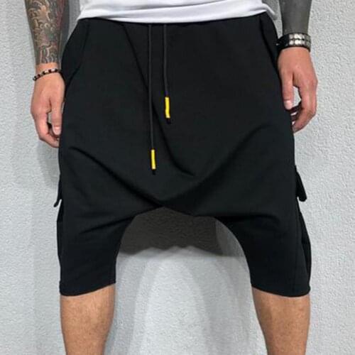 Men Harem Pants Summer fashion Adjustable Micro-elastic Soft Cotton Blend Low Crotch Cargo Trousers for Summer Mens Clothing