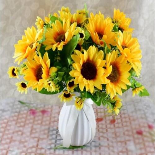 7 Head Sunflower Bouquet High Quality Artificial Silk Flowers European Style Home wedding Decoration Table Centerpieces