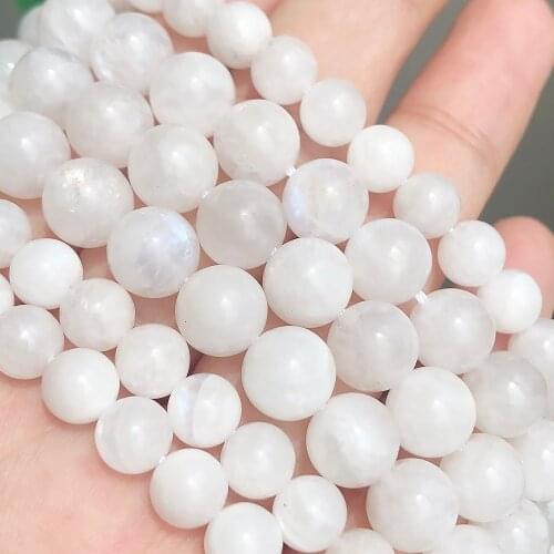 AAA Natural Stone Beads White moonstone Round Loose spaced Beads For Jewelry Making Diy Bracelet Collar 6/8/10mm