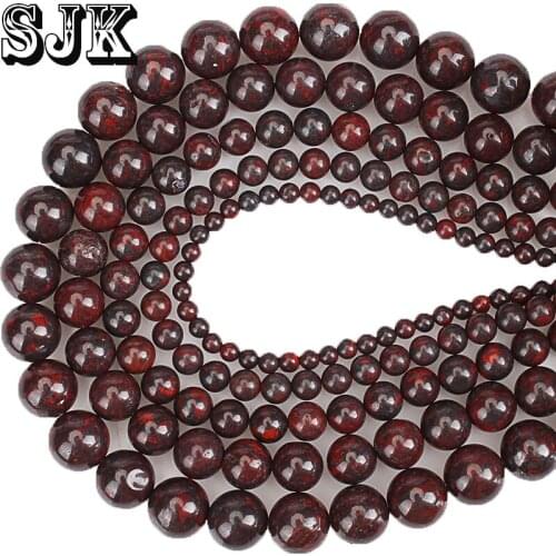Natural Stone Beads Red Brecciated Jaspers Stone Round Loose Beads 4 6 8 10 12MM For Necklace Bracelets Jewelry Making