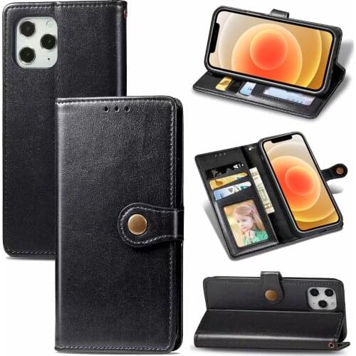 Flip Genuine Leather Wallet Case For iPhone 12 Mini 11 Pro XS Max SE XR X 8 7 6S Plus iPhone12 Mini Cases Phone Bag Frame Cover