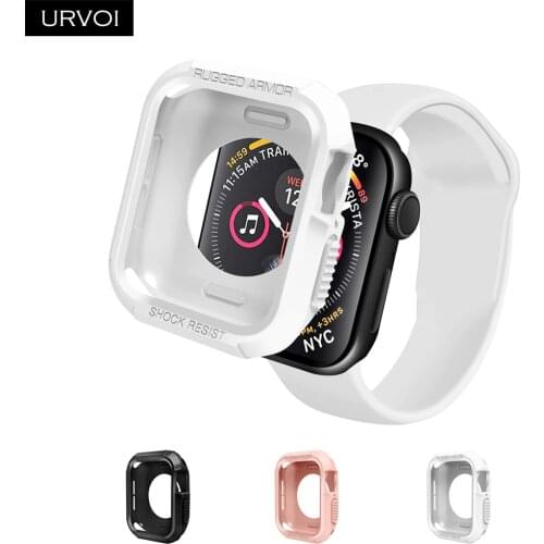 URVOI Cover for apple watch series 4 5 frame TPU case for iwatch anti-shocked protector tough armor 40mm 44mm White Black pink