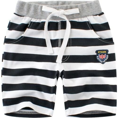 Children Summer Beach Loose Shorts Baby Boys Striped Shorts Casual Pants Cotton Comfortable For Kids 2-7Yrs