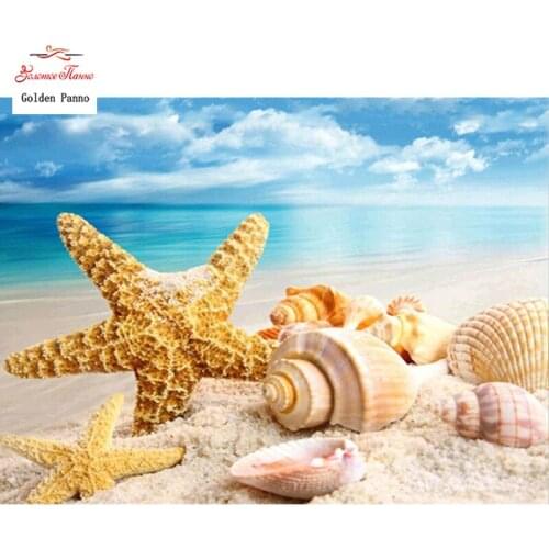 DIY Diamond Painting Stitch Cross Sea Shell Starfish Scenery Rhinestone Full House Decoration Mosaic 5D Diamond Embroidery 12