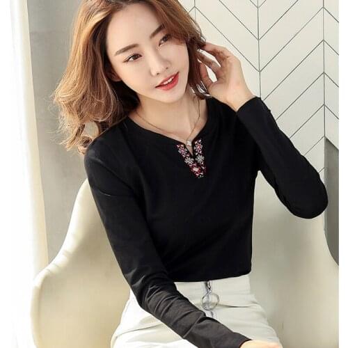 GGRIGHT embroidery t shirt women clothes 2019 camisas mujer tee shirt femme t-shirt long sleeve tshirts cotton women tshirt