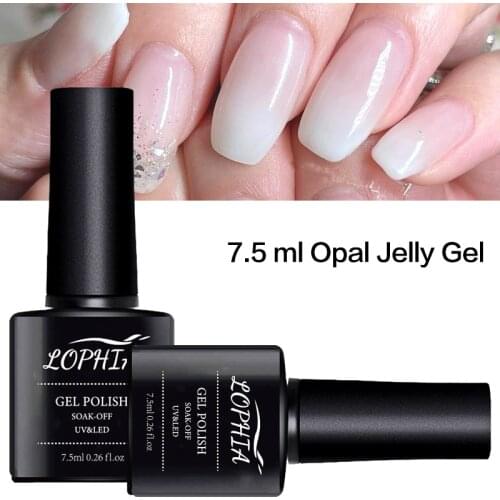 LOPHIA 7.5ML Opal Jelly Gel Nail Polish Nude Pink/Milky White Gel Polish 46 COLOR DIY top coat semi permanent gel nagellak