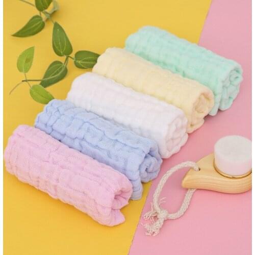 Cotton Six Layers of Gauze Baby Saliva Towel 30x30 Cm Soild Color Baby Stuff for Newborns Soft Face Cloth 1 Pc
