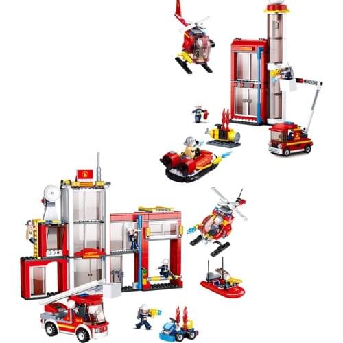 Creative Fire Department City Firemen Alarm Training Building Blocks Set Rescue Constructor Bricks Classic Model Educational Toy