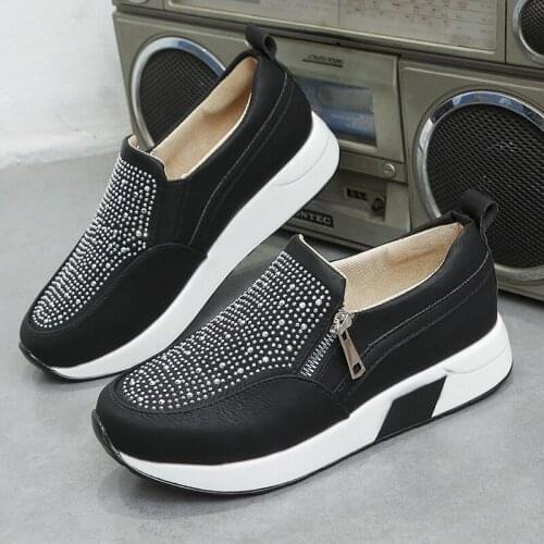 Autumn Sneakers Women Flat Bling Casual Vulcanized Shoes Woman Mesh Lace Up Womens Walking Shoes Female scarpe donna X12-95