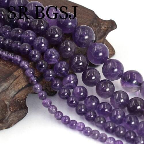 Free Ship 4 6 8 10 12mm Round Purple Quartz Natural Amethysts Jewelry Making Accessories DIY Beads Strand 15"