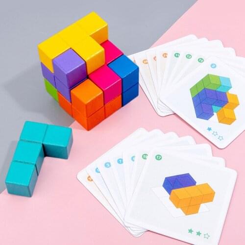 Cube Puzzle Educational Toy Tetris Logical Thinking Intelligence Puzzle Building Block Three-dimensional Toy learning toys