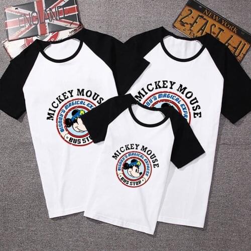 Summer Family Matching Outfits Mother Dad Kids T-Shirt Family Clothes Child Mickey Mouse Tops Girls T-Shirt Boys T-Shirt