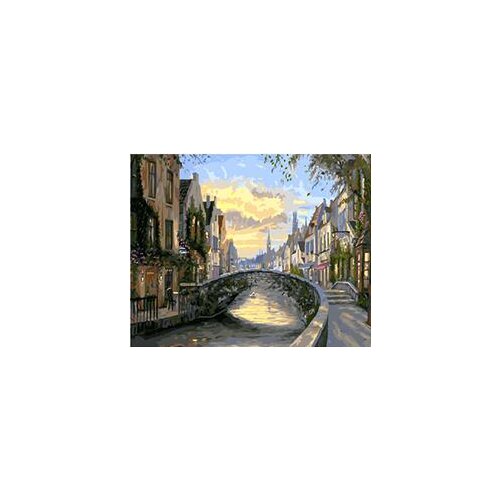 MaHuaf-W028 beautiful town cafe painting coloring by numbers on canvas wall pictures for living room home decor