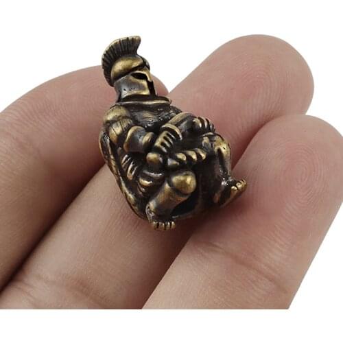 Copper DIY Helmet Warriors Knife Beads Rope Pendant Vintage Brass Armor Paracord Beads