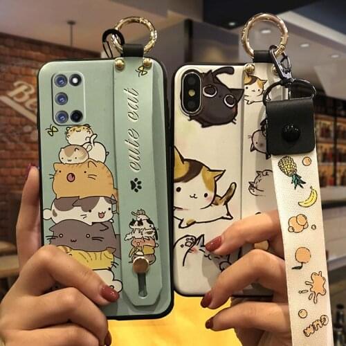 For Woman Cute Phone Case For OPPO A52/A72/A92 Lanyard Cartoon Shockproof Waterproof Fashion Design