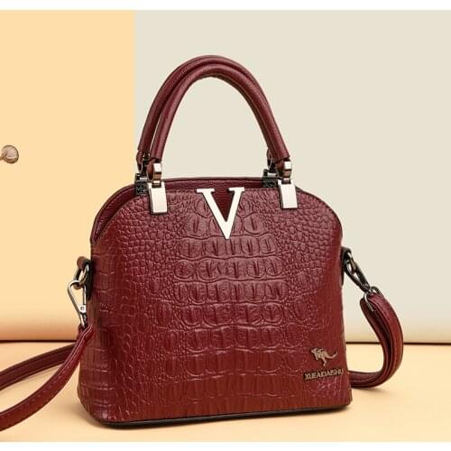Fashion Women Leather Top-handle Bag 2021 Sac A Main Large Capacity Alligator Crossbody Bags Purses and Handbags Luxury Designer