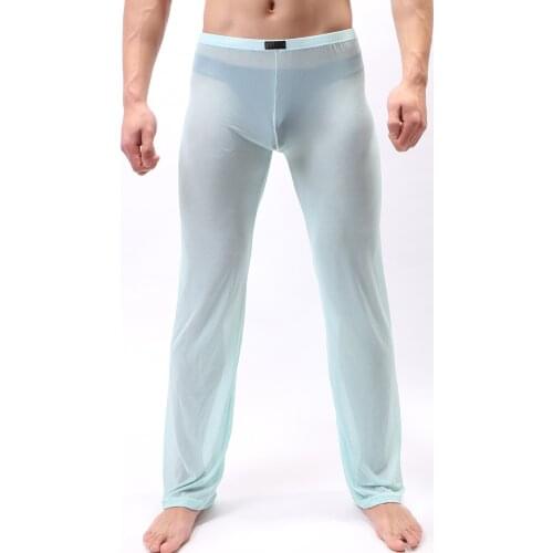 Mens Pants Mens Sleep Bottoms Home Pants Loose Sexy Mens Lounge Pants See Through Sexy Male Pajamas Sleepwear
