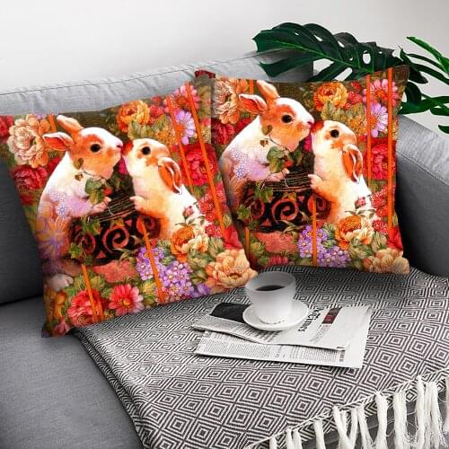 Cute Cartoon Rabbit Soft Plush Cushion Cover Home Children Room Decorative Cushions Fairy Tale Animal Pillowcase Funda Cojin