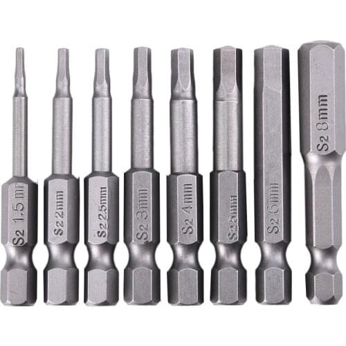 8pcs 50mm Magnetic Cross Screwdriver Bit Set 1/4 Inch Shank S2 Alloy Steel Long Hex Screwdriver Screw