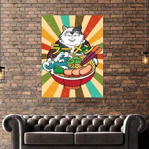Wall Art Ramen Poster Modular Pictures HD Printed Cartoon Illustration Canvas Painting Home Decoration for Living Room No Frame