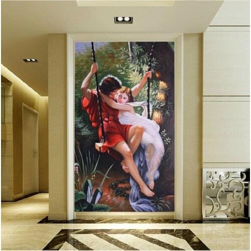 3d room wallpaper custom mural non-woven Wall sticker Couples play on a swing paintings porch photo wallpaper for walls 3d