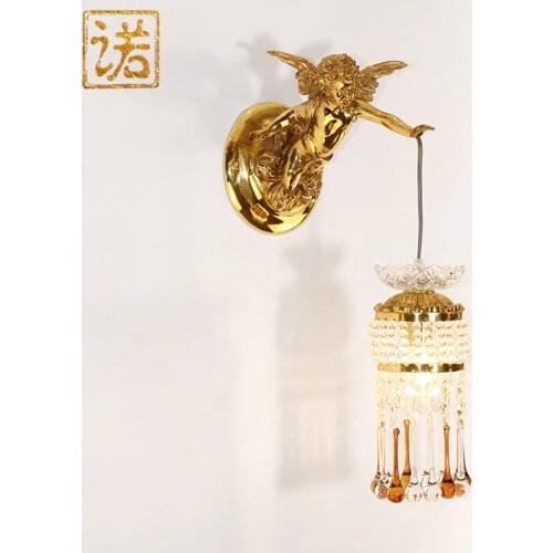 French-style Copper Wall Lamp european-style Luxury Crystal Living Room bedside villa creative aisle