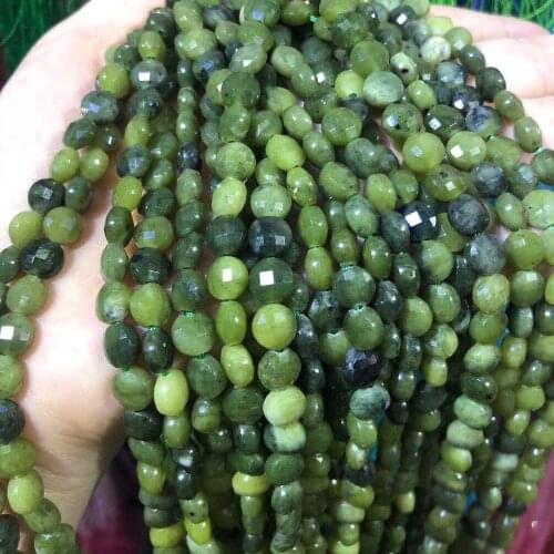 Natural Stone Beads Oblate Canadian Jades Faceted for Jewelry Making Necklace Bracelet Earrings Size 6mm