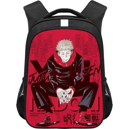 Nylon Anime Jujutsu Kaisen Zip Backpack Teenager School Bag Laptop Bag Interior Compartment Cartoon Student Book Bag Rucksack