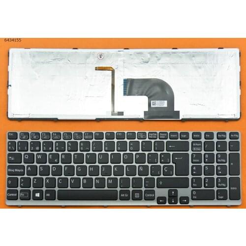 SP Spanish Layout New Replacement Keyboard for SONY VAIO E15 SVE15 Laptop Gray Frame with Backlit