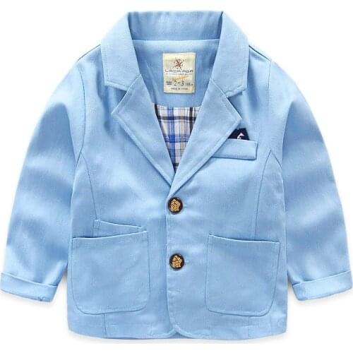 New arrival woven cotton blended with spandex toddler boy blazer 1701BBB Sky blue