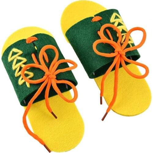 Teaching Material Creative Parent-child Interaction Gift Educational Homemade Shoelace Slippers for Student