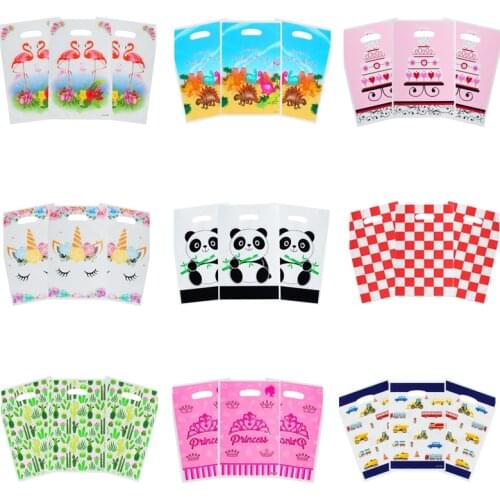 20pcs/lot Unicorn Flamingo panda Dinosaur gift bag loot bag wedding kids birthday party decoration supplies Gridlines candy bag