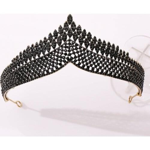 Baroque Headband Black Crown Diadem Bridal Wedding Tiara Vintage Tiaras Bride Queen Crown Bridal Headpiece Wedding Accessories