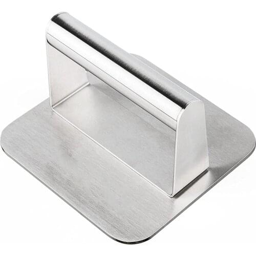 Stainless Steel Burger Press, 5.5 Inch Square Burger Smasher, Professional Griddle Accessories Kit, Grill Press Perfect